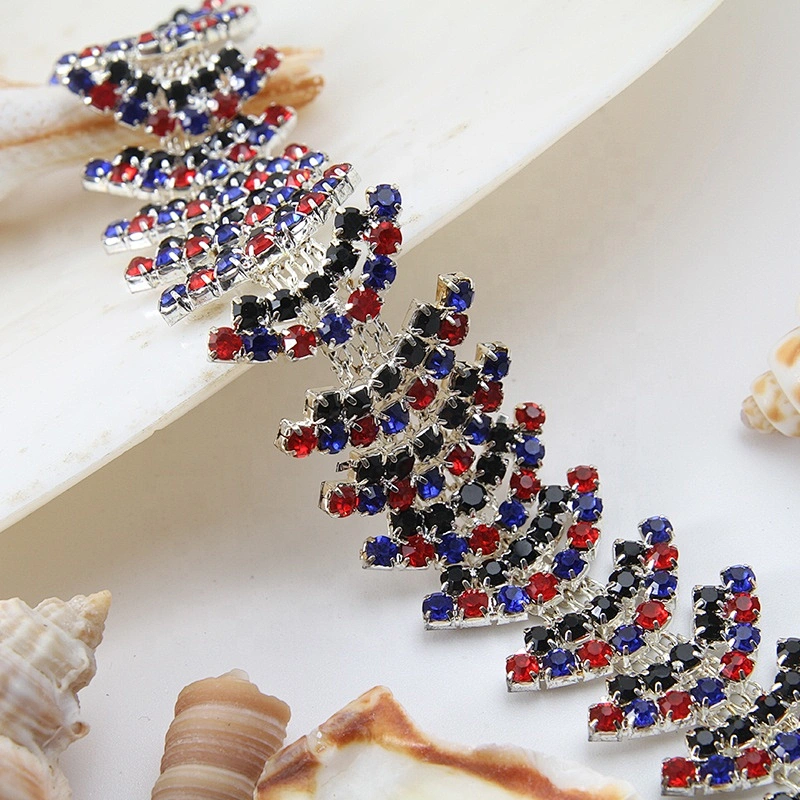 Smile Multicolor Clear Crystal Rhinestone Trims Chain Costume Applique Wholesale Rhinestone Chain Trim
