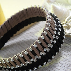 wholesale contracted stripe rhinestone hair hoop Designer hairband accessories web celebrity ins party women girl headbands