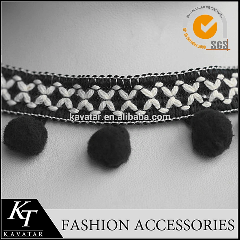 High quality indian white and red pom pom trim for dress T-shirt skirts decoration on sale