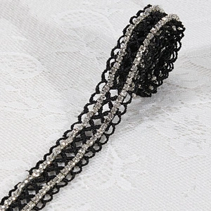 Crystal Beaded Polyester Eyelet Lace Trim