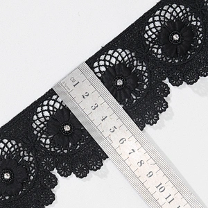 Good quality black eyelet lace flower trim manufacturer