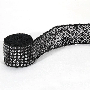Custom Wholesale Shimmering Sequin Beaded Mesh Trim for Clothing