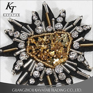 Chinese Custom Fashion Beaded Rhinestone Patches Embroidery Sequin
