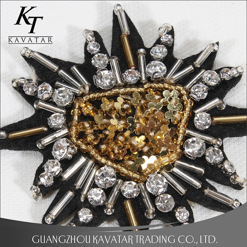 Chinese Custom Fashion Beaded Rhinestone Patches Embroidery Sequin