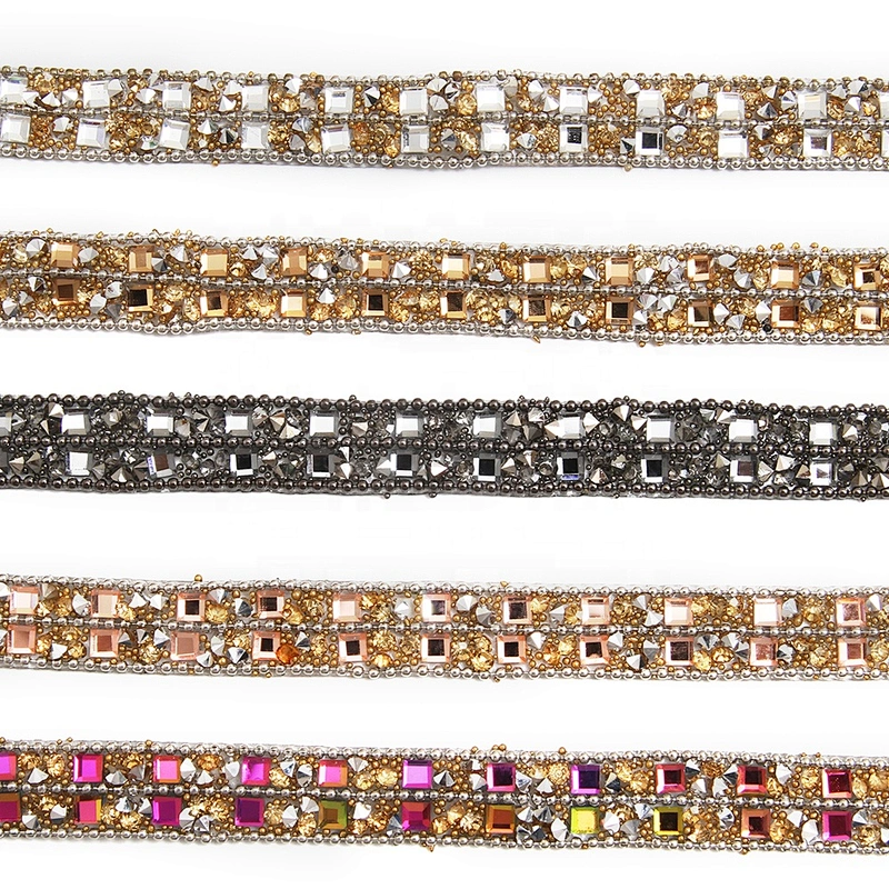 kavatar  wholesale hotfix rhinestone trimming for shoes  for Clothing Banding Trim  bead  Glass trim transfers