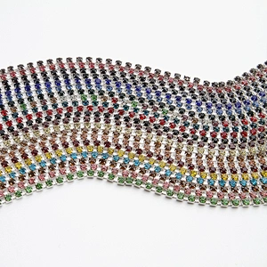 Kavatar Wholesale 12# 2.6mm width Cheap Rhinestone Trim For Clothes Rhinestone Chain Trim