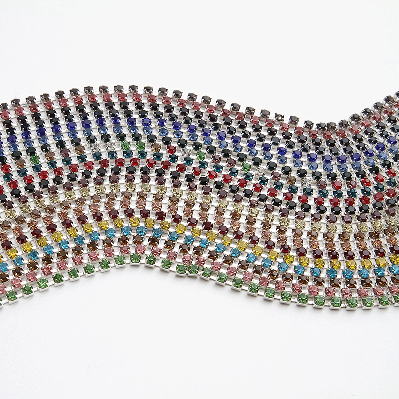 Kavatar Wholesale 12# 2.6mm width Cheap Rhinestone Trim For Clothes Rhinestone Chain Trim