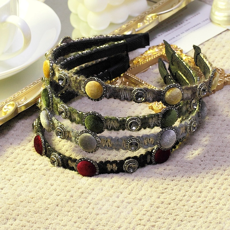 Vintage classic wool hairband headwear Korean version 2020 new versatile web celebrity simple rhinestone headband