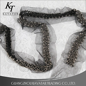 High quality kavatar Beaded Trim Mesh Decoration Lace Trim For Apparel