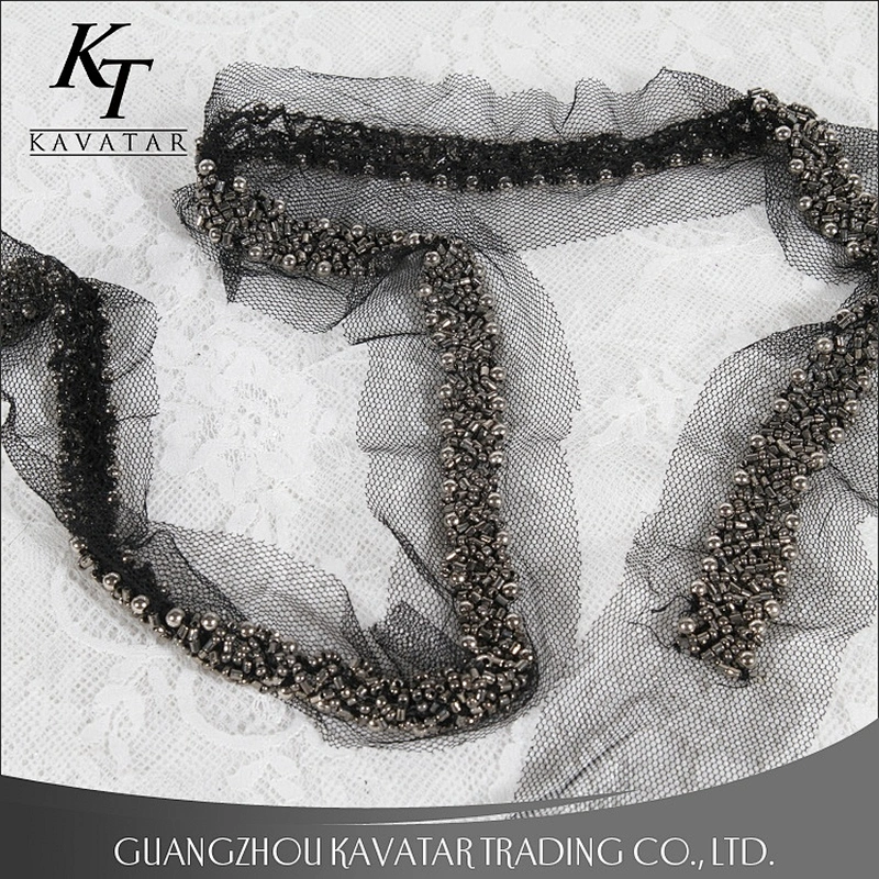 High quality kavatar Beaded Trim Mesh Decoration Lace Trim For Apparel