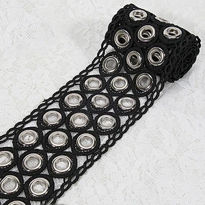 kavatar color Accessories eyelet lace trim black color lace trim usage on garment decoration