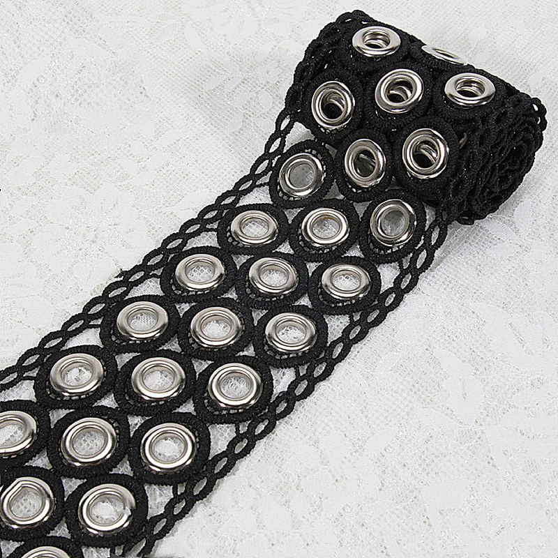 kavatar color Accessories eyelet lace trim black color lace trim usage on garment decoration
