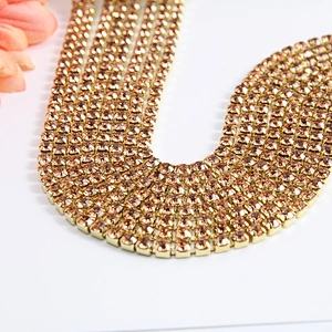 Kavatar Wholesale 16# 3.3mm width Necklace Rhinestone Chain Multi-color customization Rhinestone Chain Trim