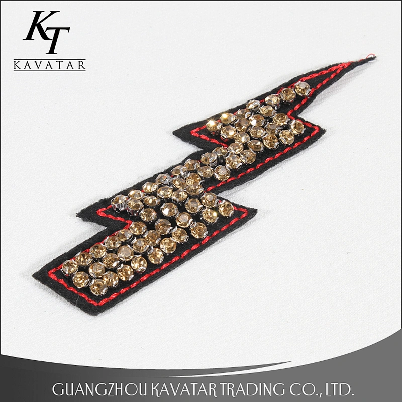 Yellow Rhinestone Lightning Beaded Patch for Clothing Sewing on Patch Beading Applique Clothes Sewing Accessories