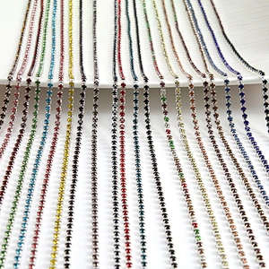 Kavatar Wholesale 12# 2.6mm width Cheap Rhinestone Trim For Clothes Rhinestone Chain Trim