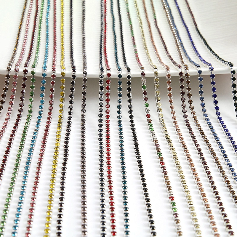 Kavatar Wholesale 12# 2.6mm width Cheap Rhinestone Trim For Clothes Rhinestone Chain Trim