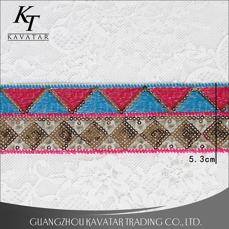 New Arrival Garment Accessories Ethnic Style Colorful Sequin Embroidery Glitter Ribbon Trim
