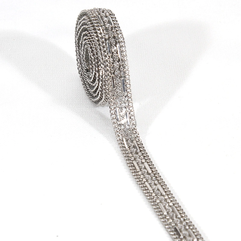 Bulk Decorative Rhinestone Brass Beaded Hot Fix Transfer Trim