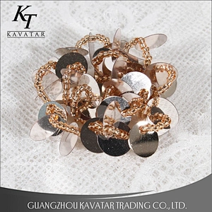 Wholesale 3D gold sequins applique shining beaded embroidery patch