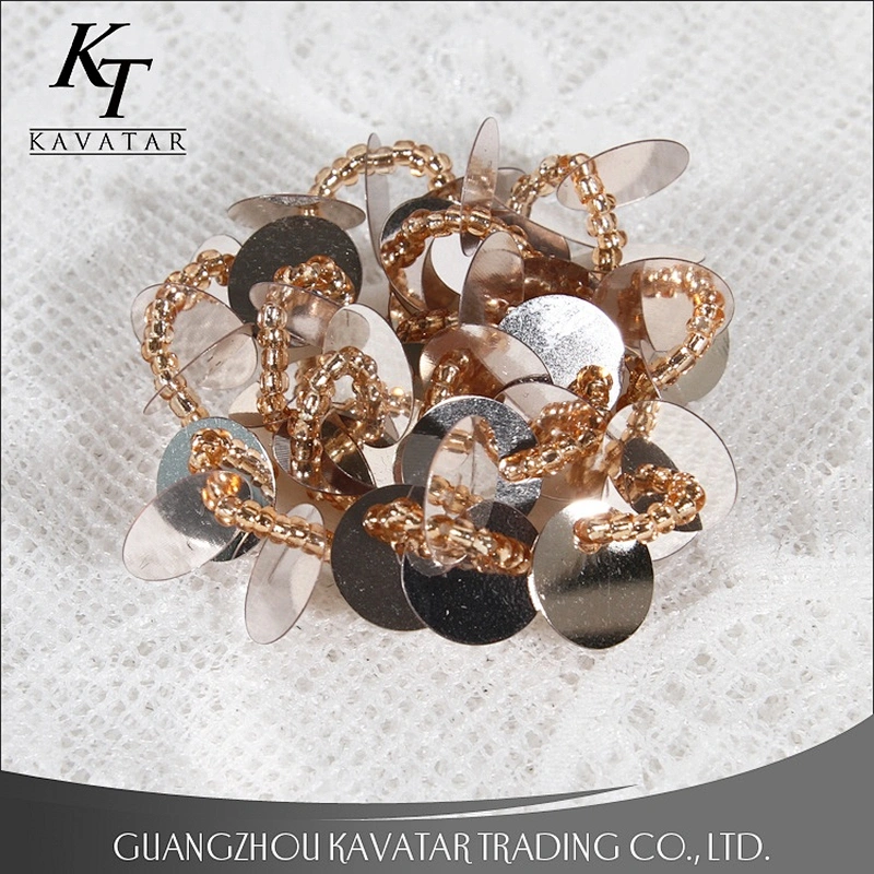 Wholesale 3D gold sequins applique shining beaded embroidery patch