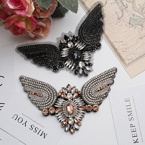 Vintage Bird with rhinestone on top, handmade beads applique patch fashion Sew on patch patches for clothing