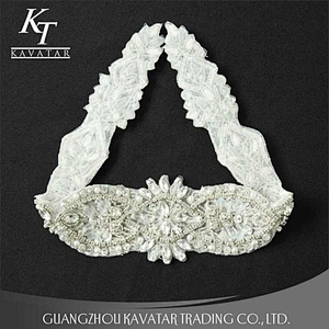 Wholesale Bridal AB Rhinestone Beaded Appliques for Wedding Dress