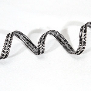 Wholesale Custom Iron On Black Accessories Chain Beaded Hot Fix Trim