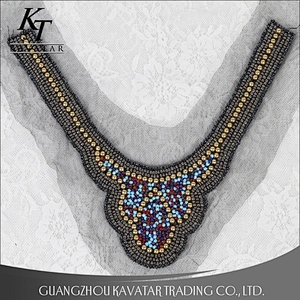 Gold beaded Collar Neck trim ethnic neck designs