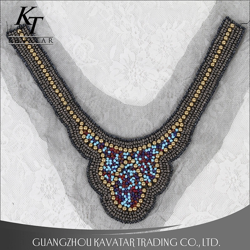 Gold beaded Collar Neck trim ethnic neck designs