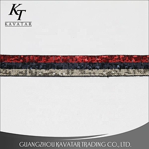 Kavatar Custom Exquisite High Quality Sequin Trim Decoration Ribbon With Sequin
