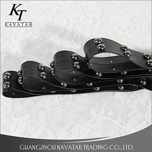 Fashion design double rows Copper beads PU tape trim decoration for garment