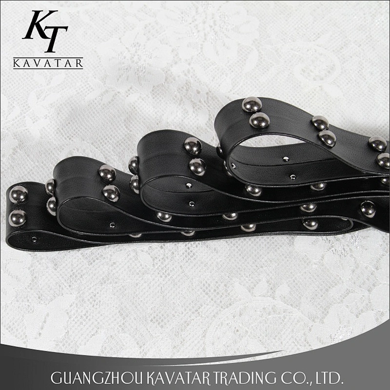 Fashion design double rows Copper beads PU tape trim decoration for garment