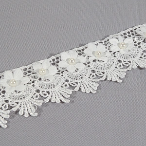 High quality polyester flower shape embroidery lace trim bridal lace accessories