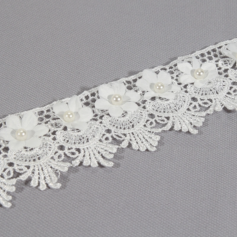 High quality polyester flower shape embroidery lace trim bridal lace accessories