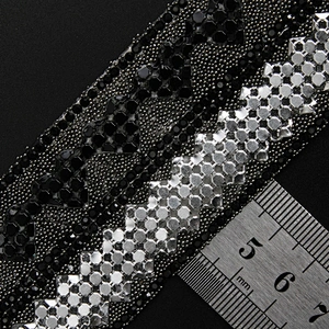 Kavatar Wholesale 4cm Width Hotfix Motif Designs Theme Rhinestone Hot Fix Rhinestone Trimming For Dresses Accessories CHF0141