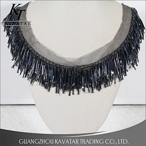 New arrival collar beaded fringe embroidery design trim