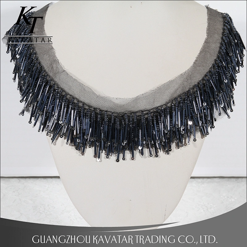 New arrival collar beaded fringe embroidery design trim