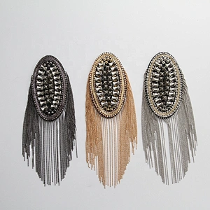 custom embroidery patch clothing dresses Epaulets applique handmade rhinestone beaded patches for clothing