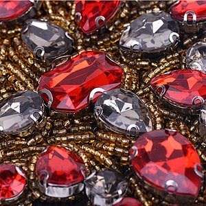 Wholesale Red Cross Rhinestones Beaded Patches Decoration For Garment patches for clothing