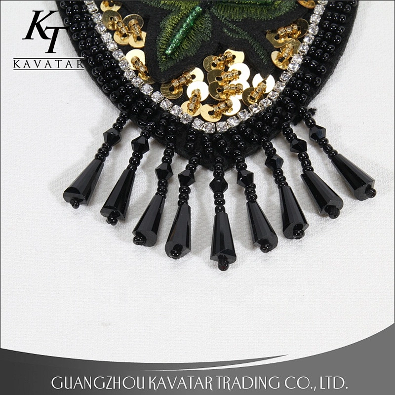 Craft Rose Badge Sequins Beaded Crystal Beading Fringe Tassel Shoulder Patches Applique Clothes Decorated Supplies