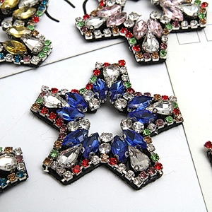 Christmas Cherry Flower Decorative Sew on Rhinestone Beaded Patches Wholesale patches for clothing