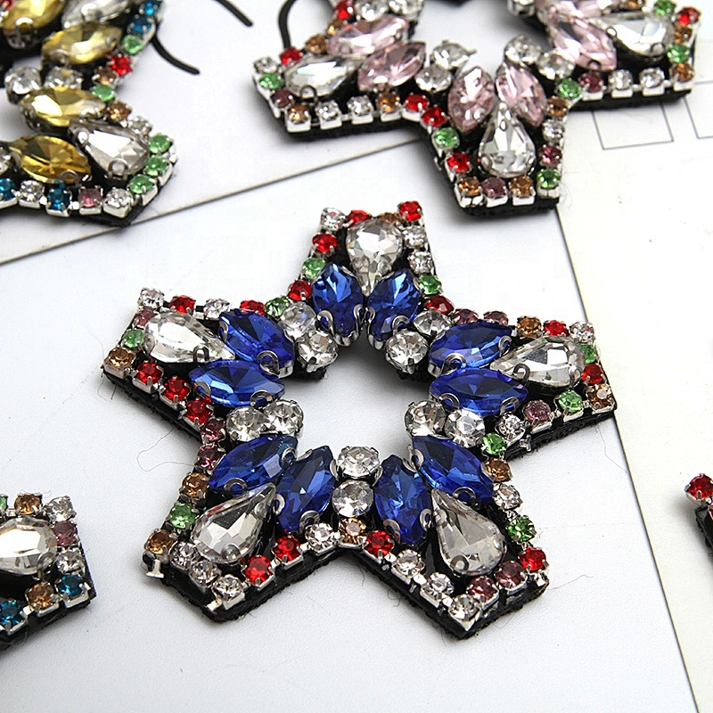 Christmas Cherry Flower Decorative Sew on Rhinestone Beaded Patches Wholesale patches for clothing