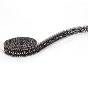 Decorative Accessories Chain Bordered Hot Fix Transfer Trim with Braided Ribbon Tape