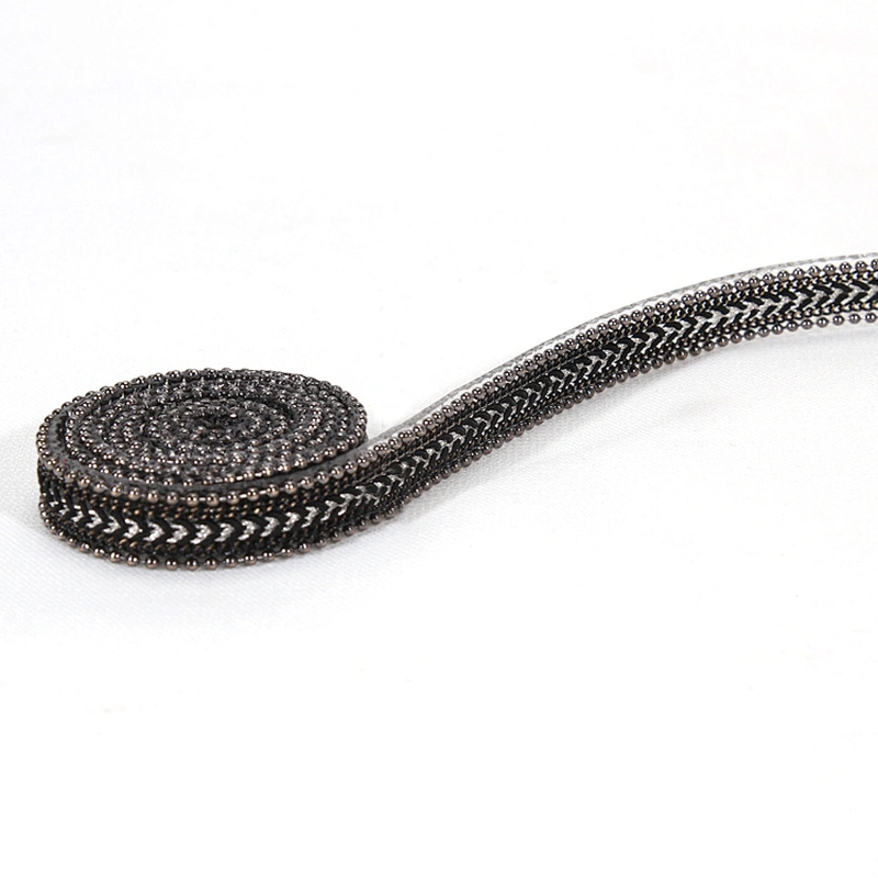 Decorative Accessories Chain Bordered Hot Fix Transfer Trim with Braided Ribbon Tape