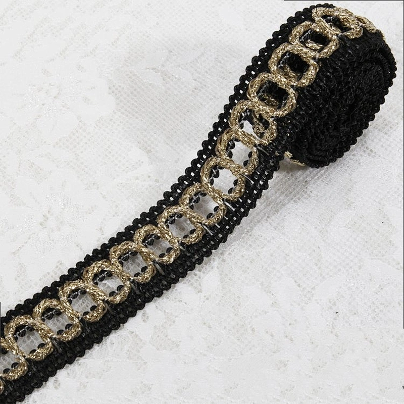 Popular gold circle design lace trim from china