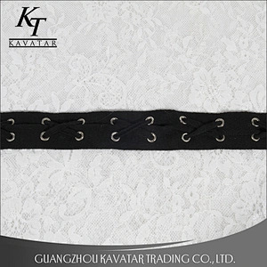 Kavatar Black Grommet Black Cotton Drawcord Tape Eyelet Trim