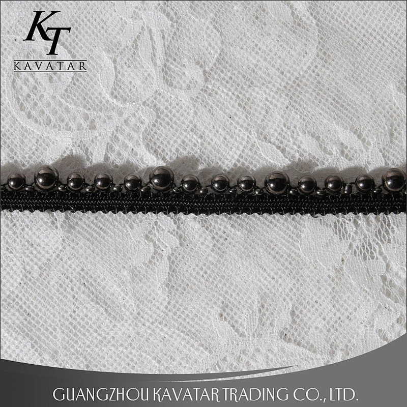 Kavatar Free Sample  Black Beaded Trim Pearl Lace Trim for Clothing Garment