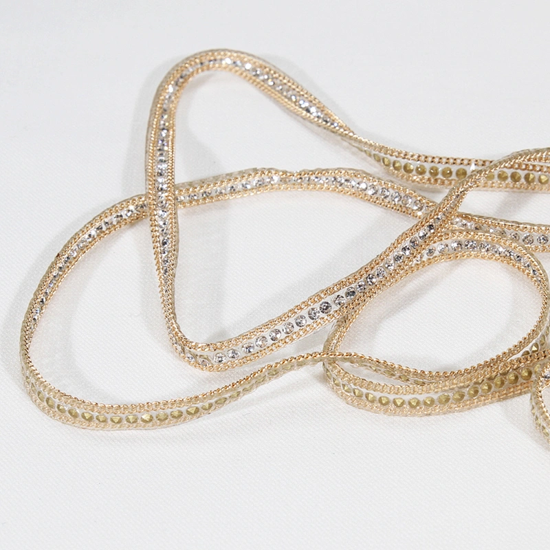 Kavatar 5mm Crystal Rhinestone Beaded Hot Fix Transfer Rhinestone Fringe Trim