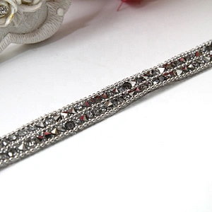Kavatar Wholesales Hotfix trimming rhinestone hotfix banding triple Copper bead chain rhinestone transfer tape iron trimming