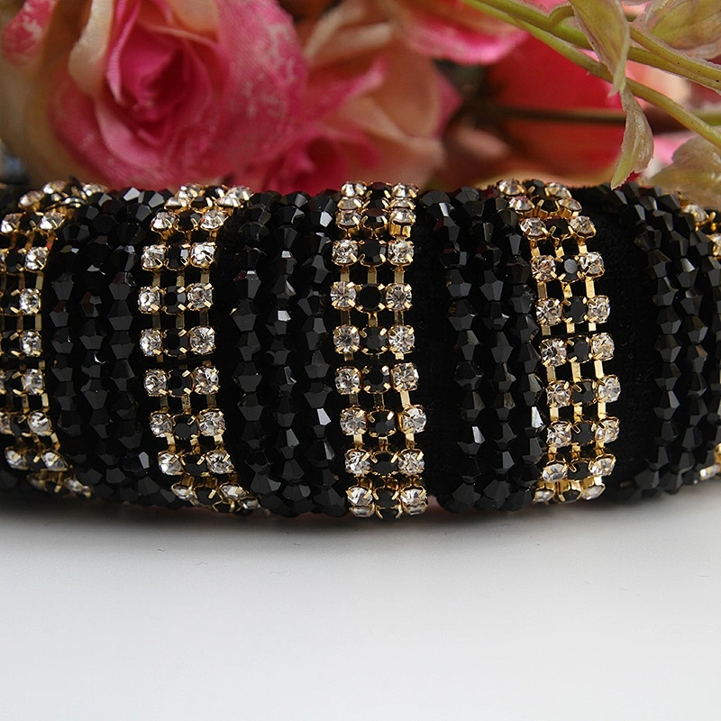 Multi Color Lux Velour Crystal And Rhinestone Cup chain Decorated Headbands Hairbands WOMEN HEADBAND
